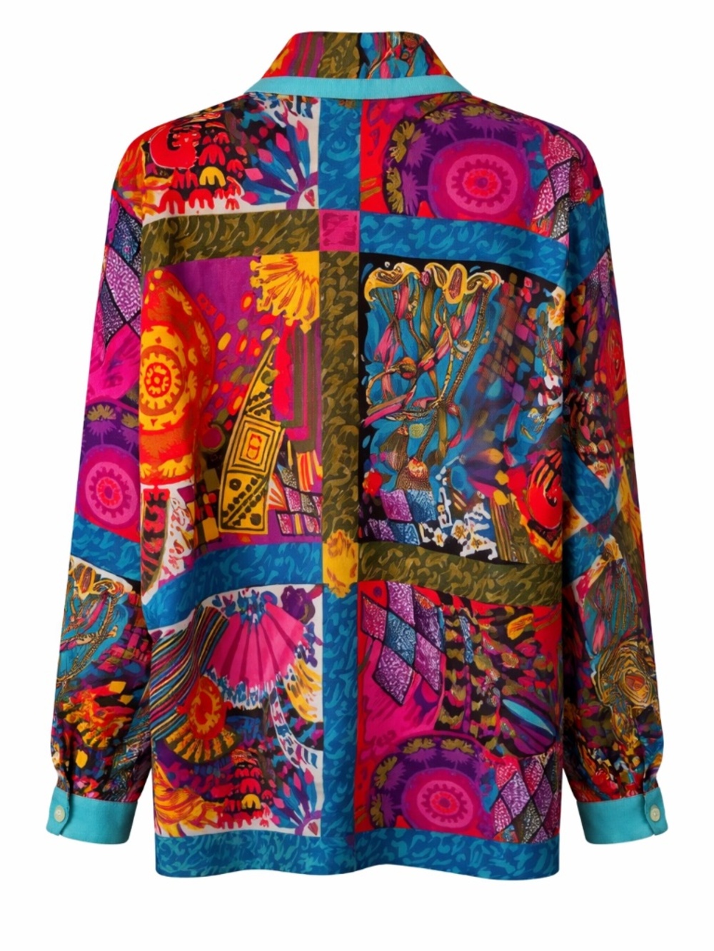 Vintage Annabelle Studio Patchwork Blouse Size M Flower Buttons